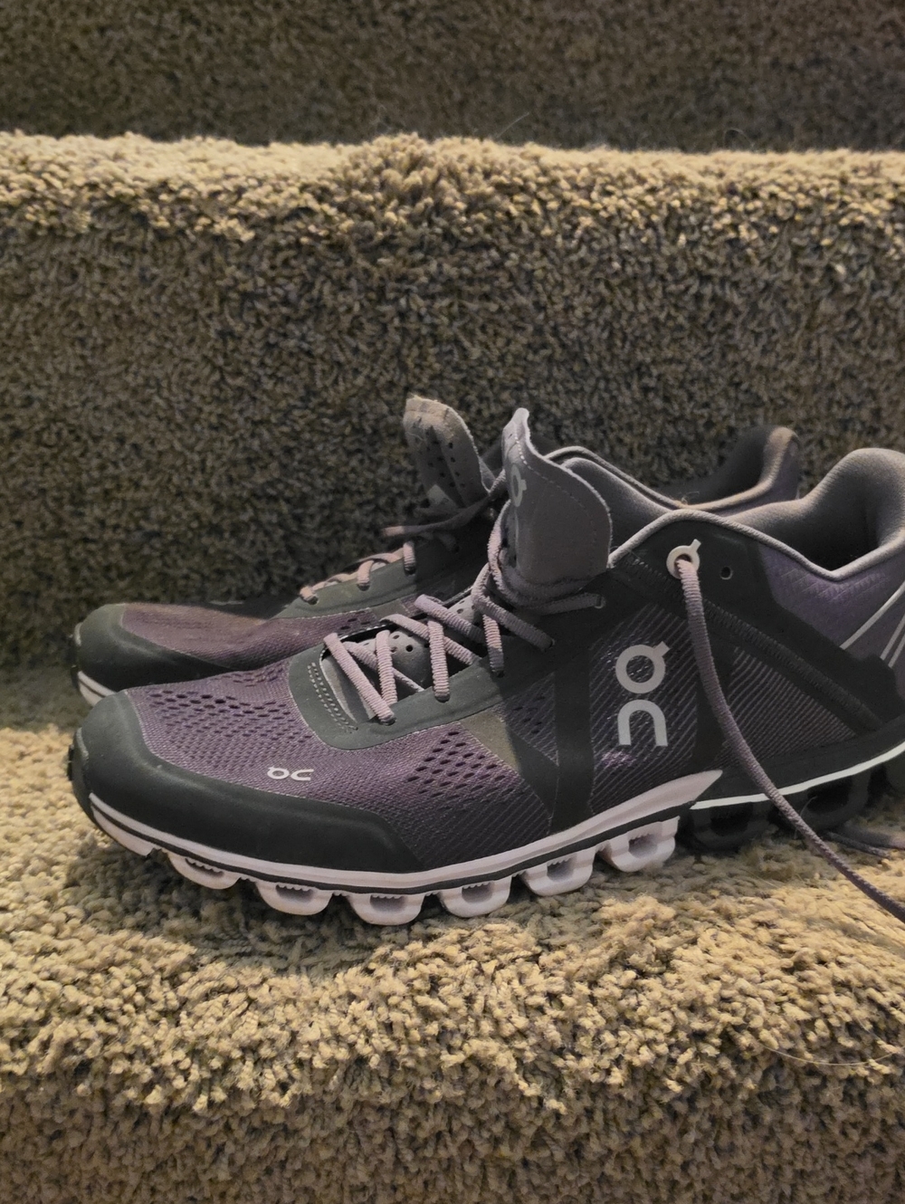On Running Women's Gray and Purple Running Sneakers